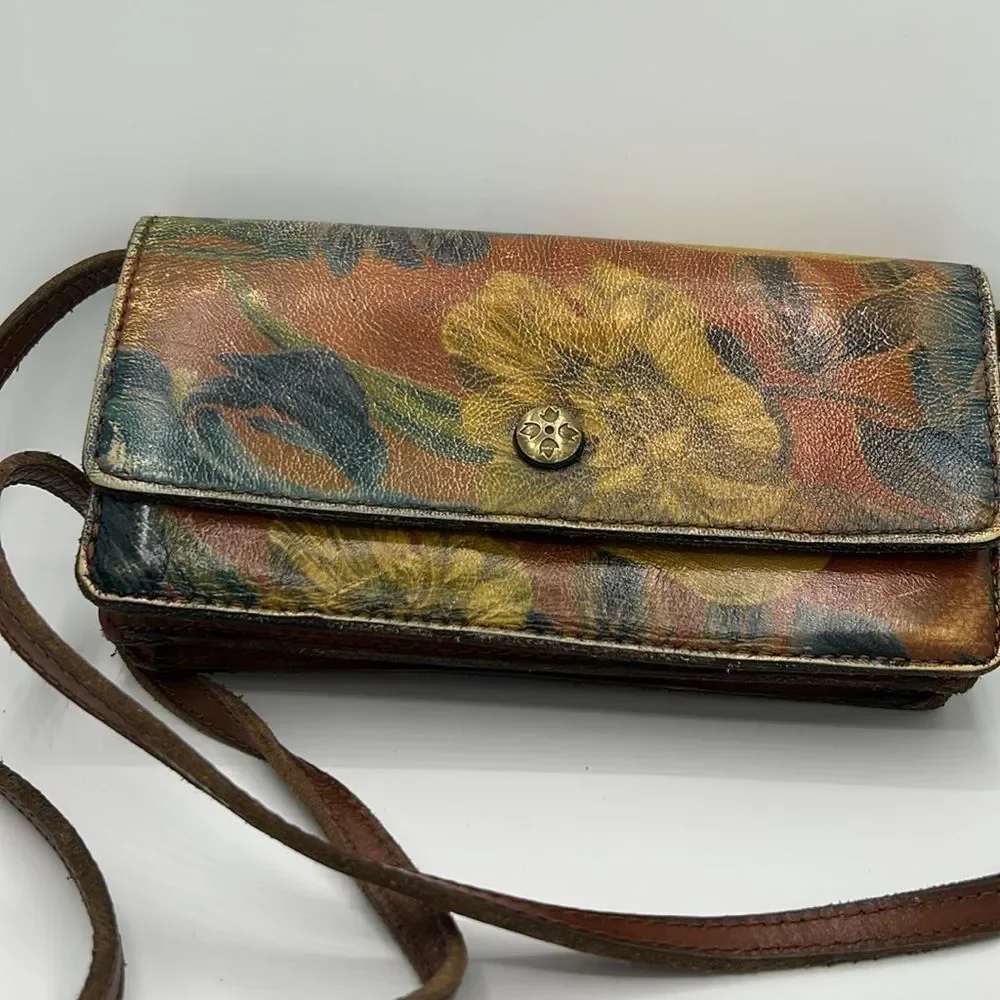 Patricia Nash Floral Leather Crossbody Organizer - Removable Strap